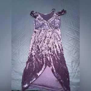 Lilac Velvet Off the Shoulder Dress
